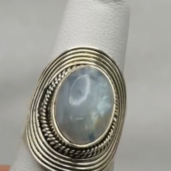 New Rainbow Moonstone S925 Ring Size 7.75 - Picture 2 of 5